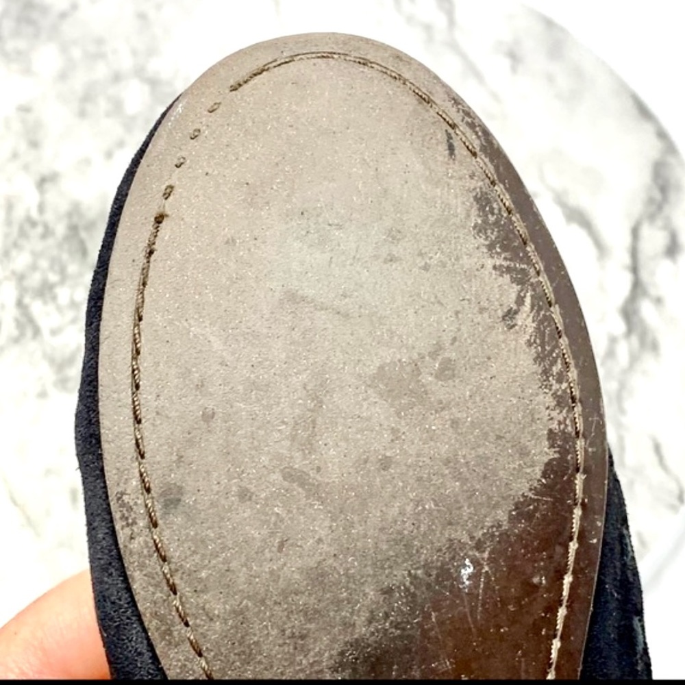 Vera Wang Lavender Label Embellished Black Suede Moccasin Flats 6.5 Edgy Casual - Picture 10 of 16